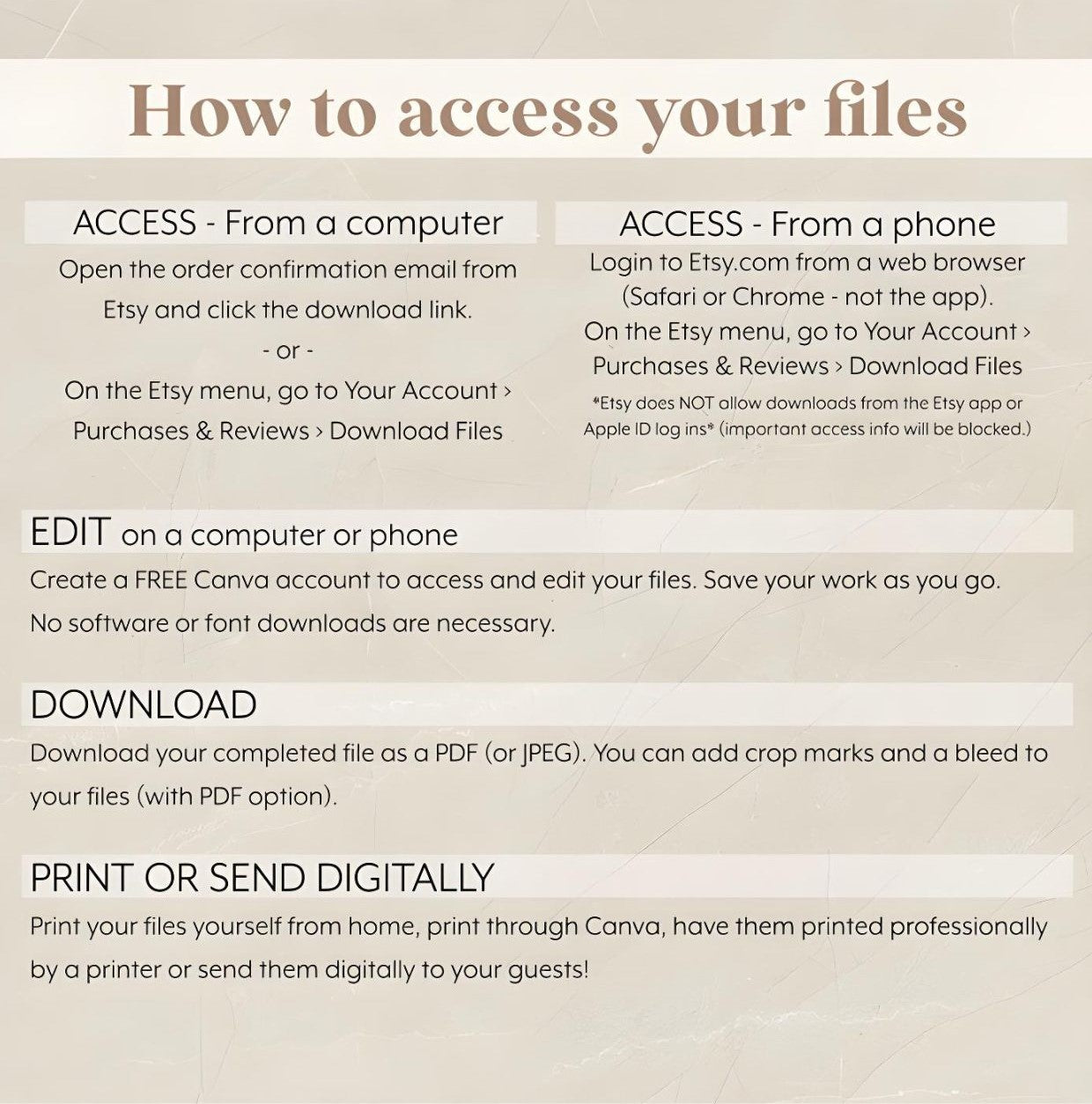 Instructions on accessing and editing digital files for Winnie the Pooh baby shower invitation.